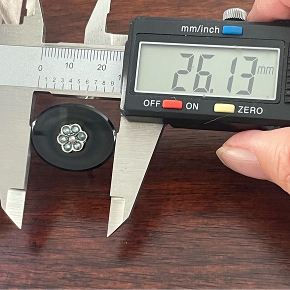 Antique Victorian style black onyx & pearl solid sterling silver size 6.75 ring - Picture 10 of 10